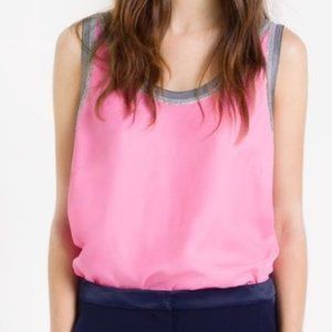 NWOT Sandro "Emiline" tank in rose pink with indigo/silver trim, Size 2 (MED)